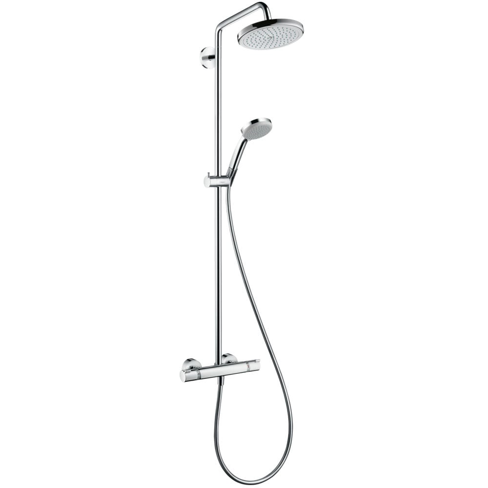 Hansgrohe Croma Chrome Showerpipe 220 1 Jet EcoSmart Thermostatic Shower Mixer