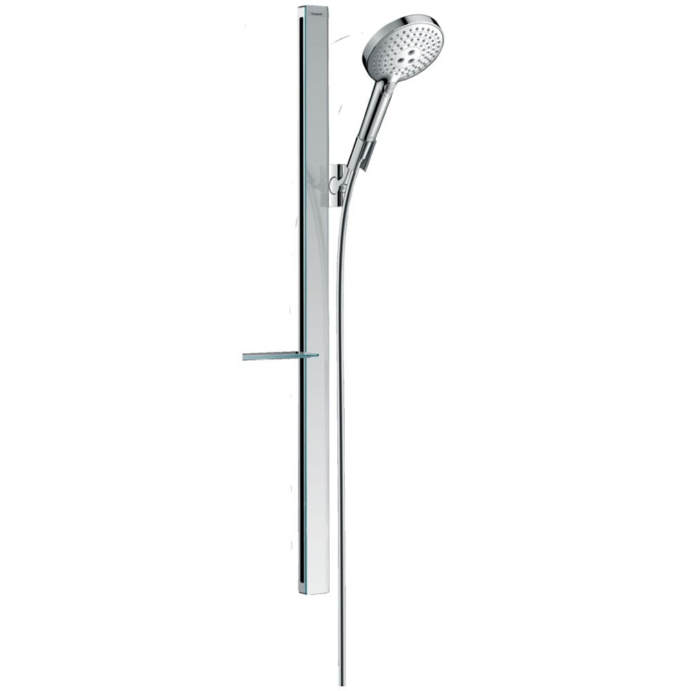 Hansgrohe Raindance Select S Chrome 120 3jet Shower Set With Unica'E Shower Rail 90cm & Shelf