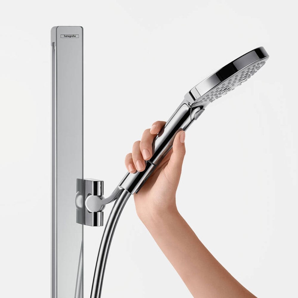 Hansgrohe Raindance Select S Chrome 120 3jet Shower Set With Unica'E Shower Rail 90cm & Shelf
