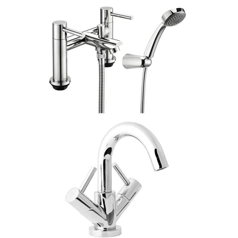 Deva Insignia Chrome Basin & Bath Shower Mixer Taps Pack Set