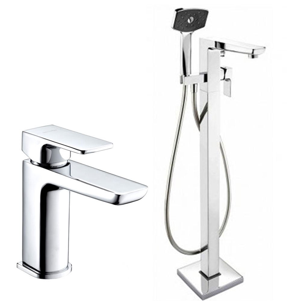 Methven Wai Chrome Bath Shower & Basin Mixer Taps Pack Set WAIFMBSM+WAIBMCPUK