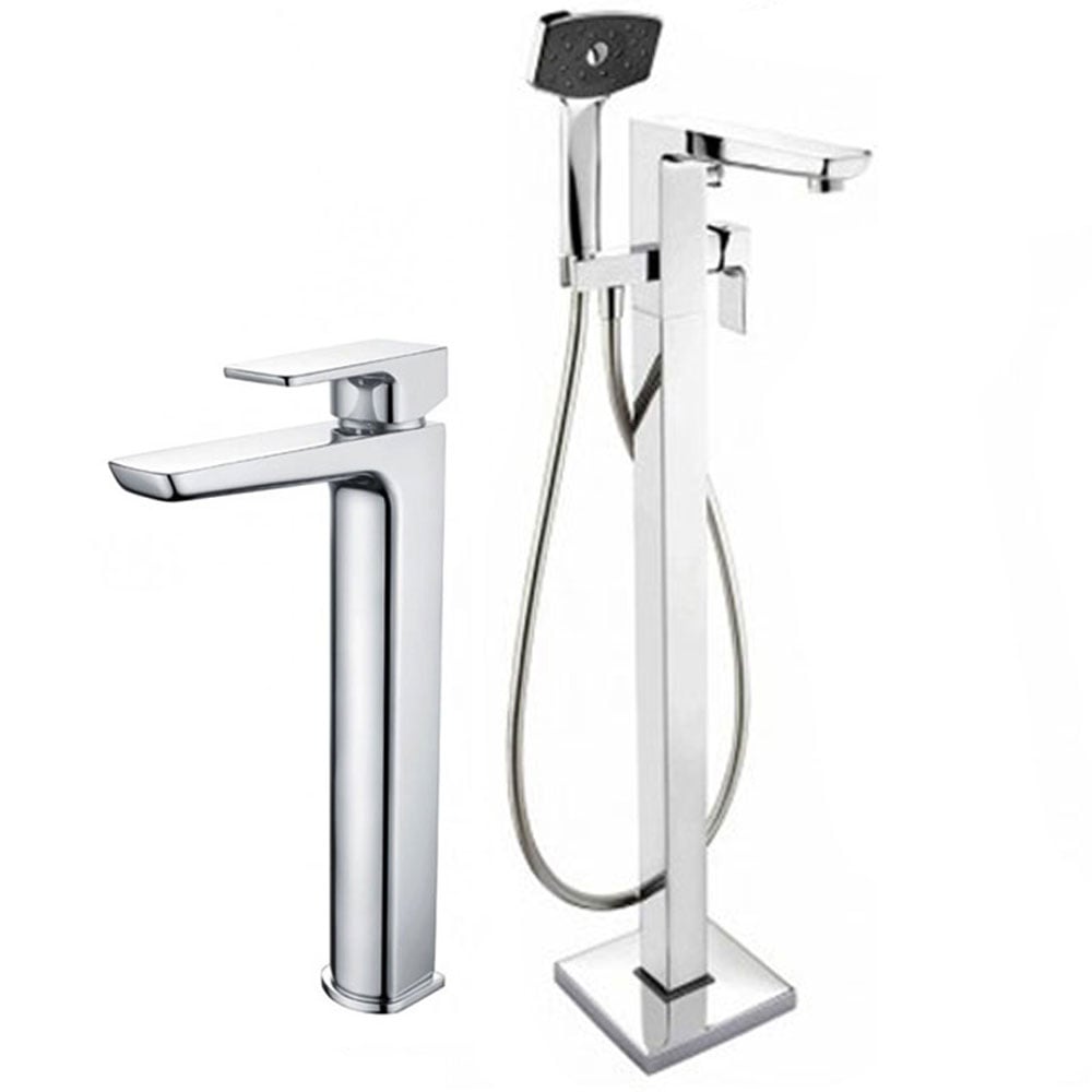 Methven Wai Chrome Bath Shower & Basin Mixer Taps Pack Set WAIFMBSM+WAITBCPUK