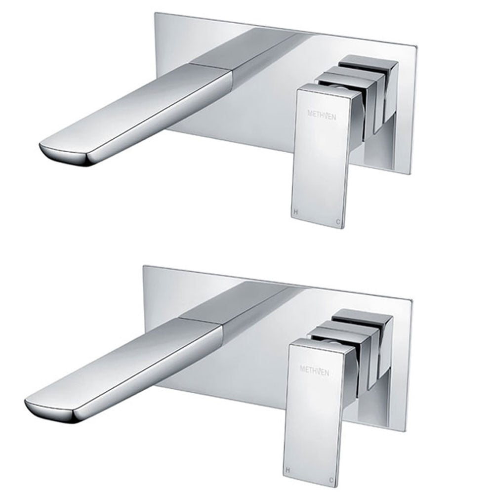 Methven Wai Chrome Bath Filler & Basin Mixer Taps Pack Set WAIWMBFCP+WAIWMBCP