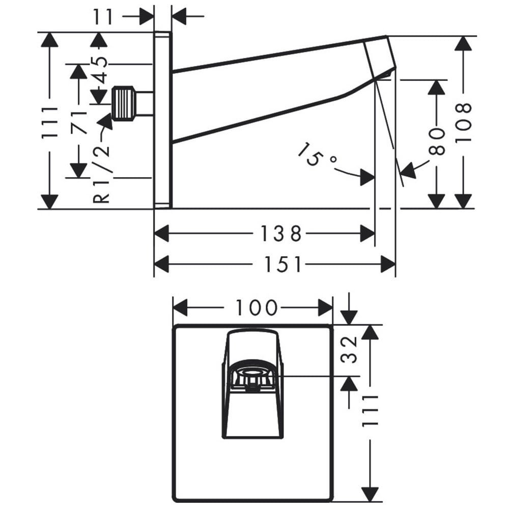 Hansgrohe Pulsify Wall Connector for Overhead Shower 260
