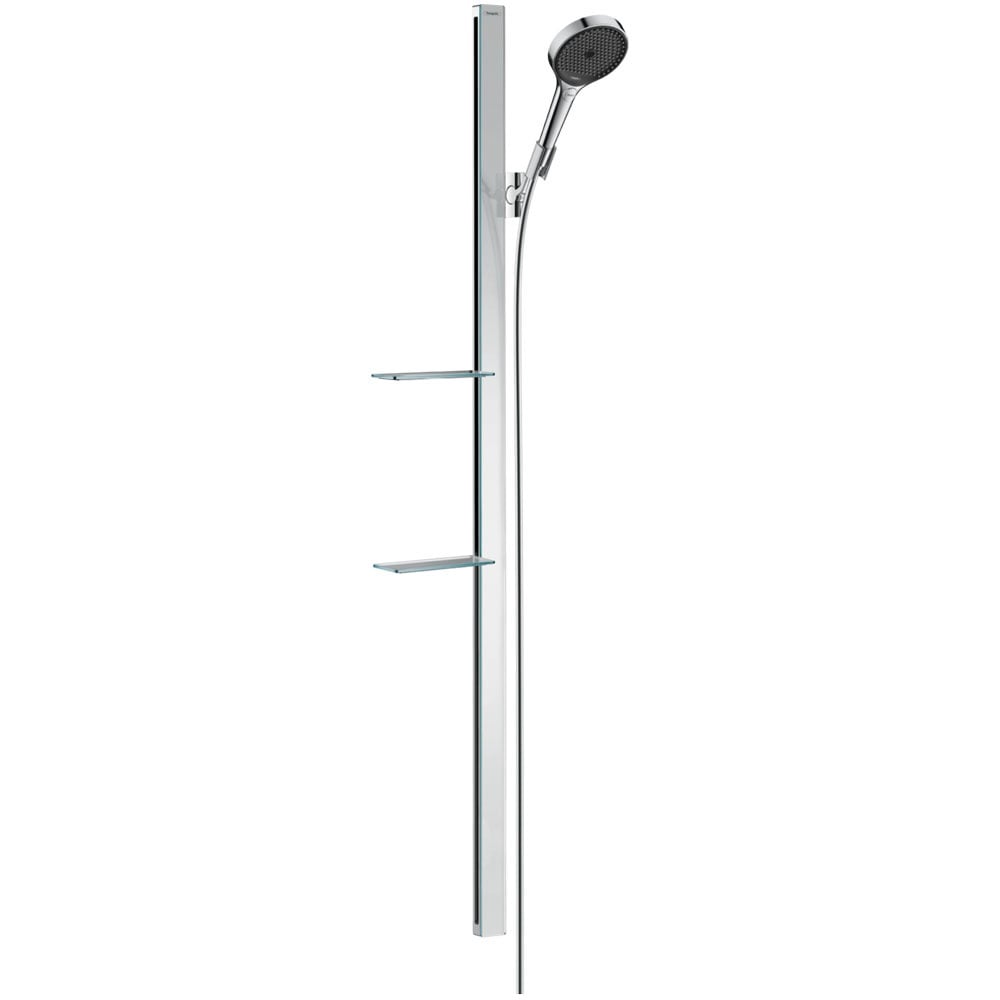 Hansgrohe Rainfinity 130 3 Jet Chrome Shower Set With Shower Bar 1500mm & Shelves