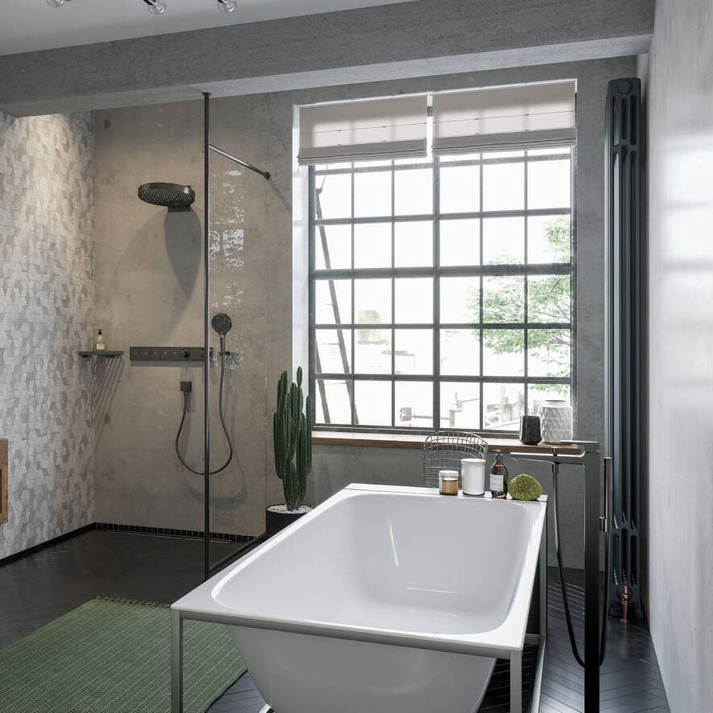 Hansgrohe Rainfinity 360 3 Jet Brushed Black Chrome Overhead Shower & Wall Connector