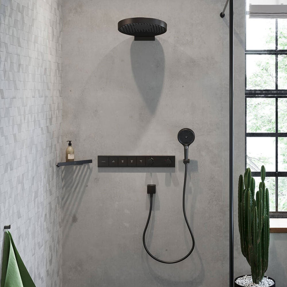 Hansgrohe Rainfinity 360 3 Jet Brushed Black Chrome Overhead Shower & Wall Connector