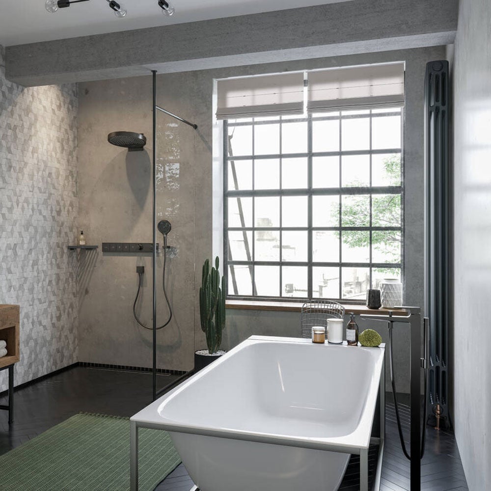Hansgrohe Rainfinity 360 3 Jet Matt Black Overhead Shower & Wall Connector