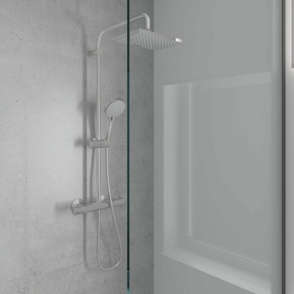 Hansgrohe Vernis Shape Chrome 230 1 Jet Showerpipe With Thermostat
