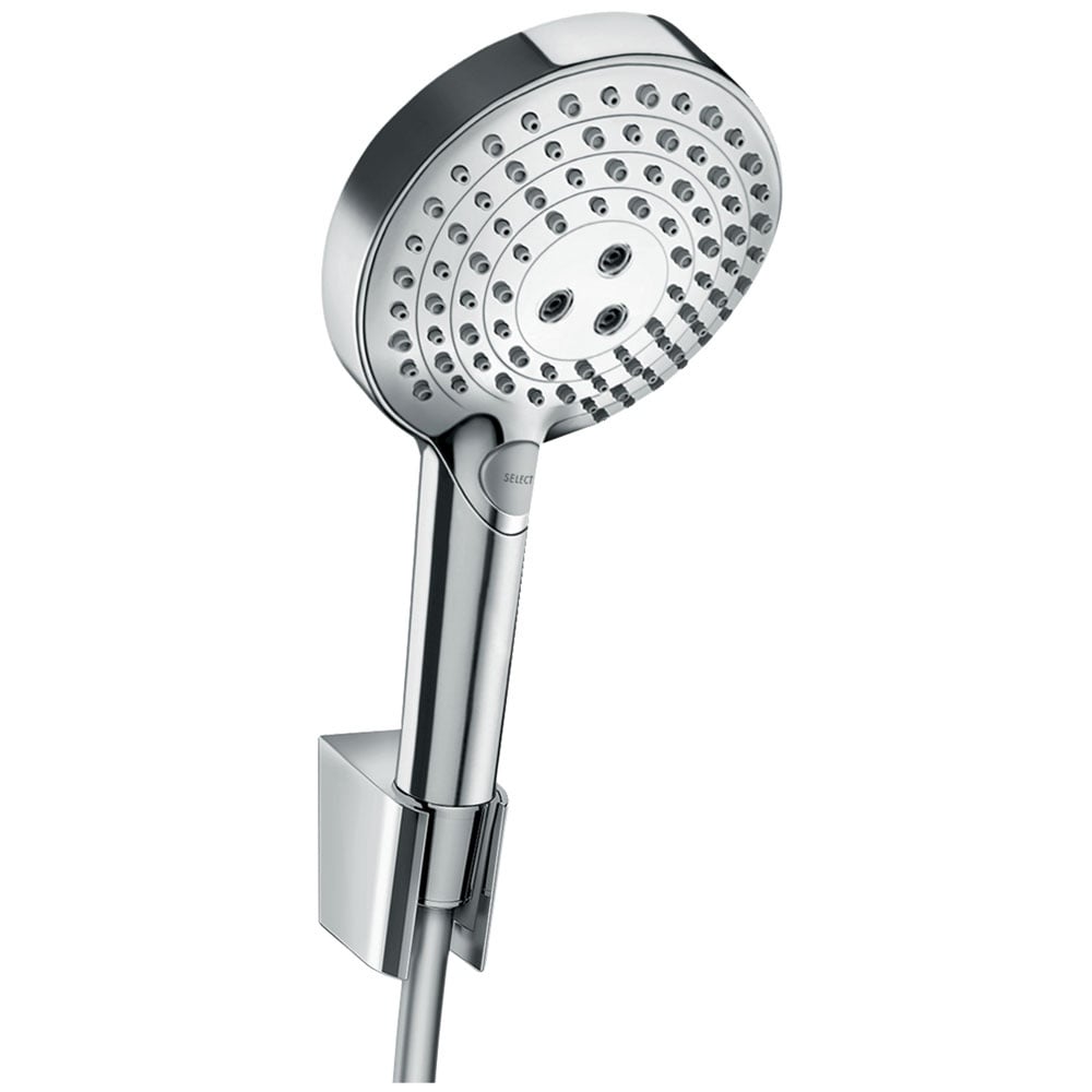 Hansgrohe Raindance Select S Chrome 120 3 Jet Shower Holder Set PowderRain & Shower Hose