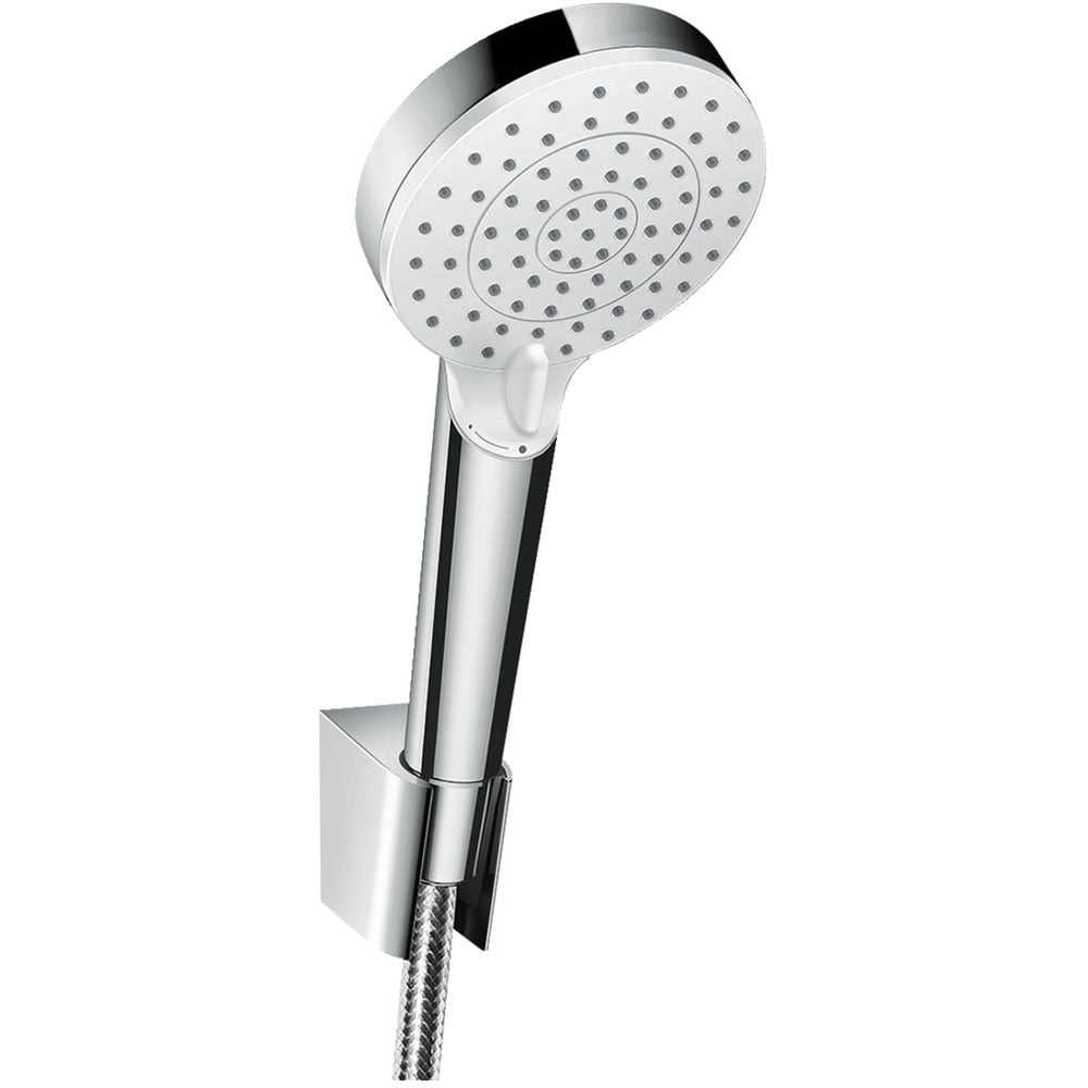 Hansgrohe Crometta White/Chrome 100 Vario Shower Holder Set EcoSmart With Shower Hose 160 cm