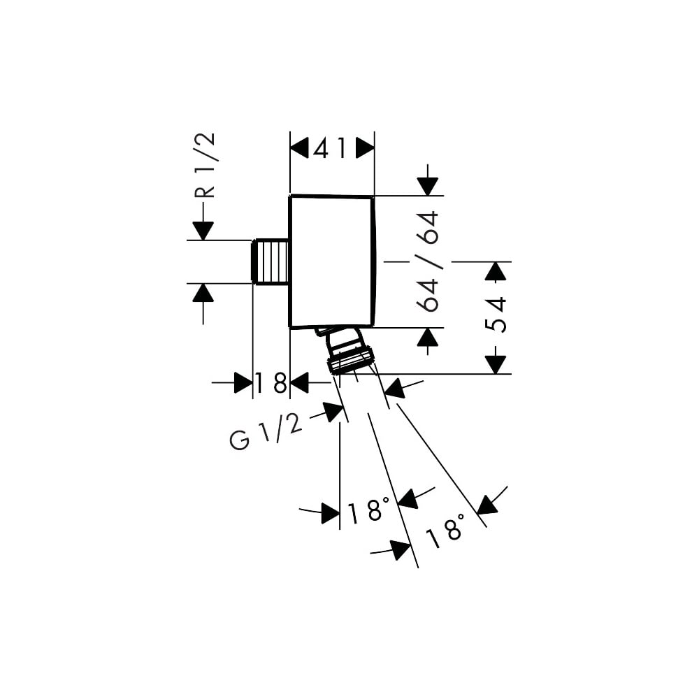 Hansgrohe FixFit Chrome Wall Outlet with Non-Return Valve and Pivot Joint