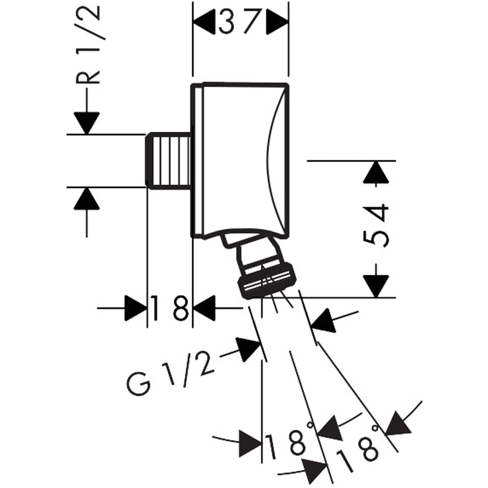 Hansgrohe FixFit Chrome S Wall Outlet with Non-Return Valve and Pivot Joint