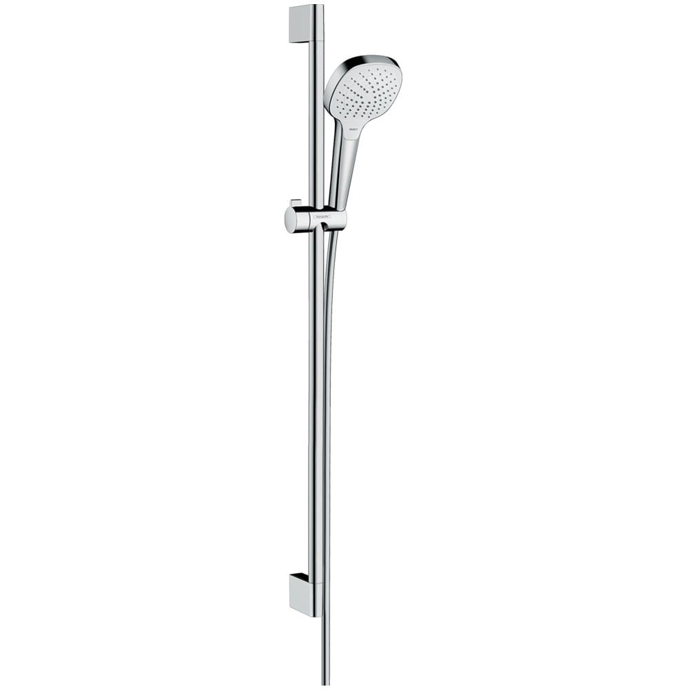 Hansgrohe Croma Select E White/Chrome Shower Set with 110 Vario EcoSmart 9 l/min With Shower Rail 90cm