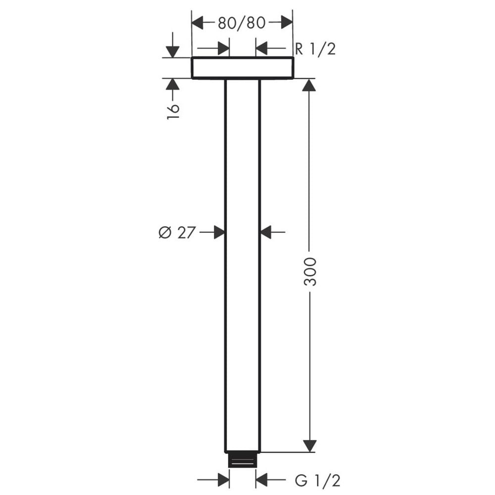 Hansgrohe Chrome E 300mm Ceiling Connector Shower Arm