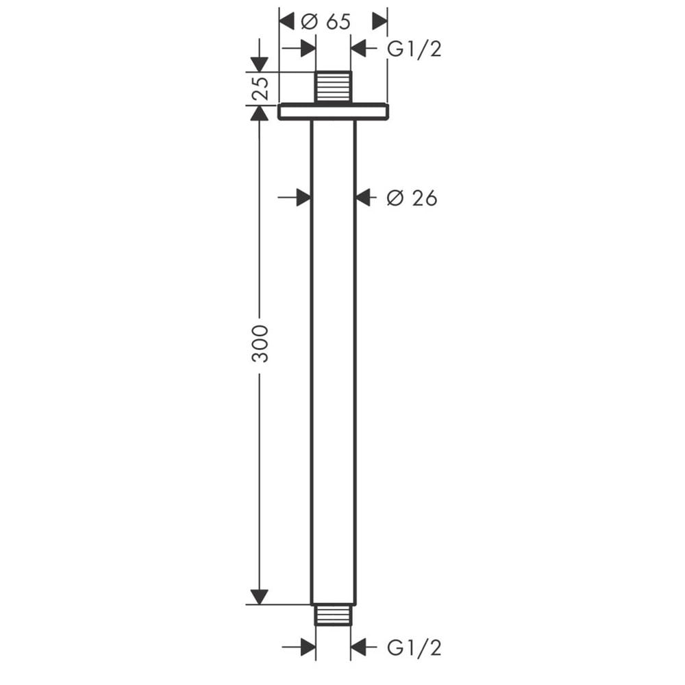 Hansgrohe Vernis Blend Matt Black Ceiling Connector 30cm