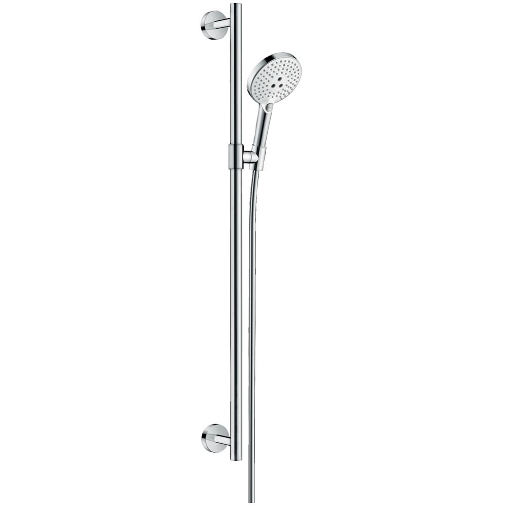 Hansgrohe Raindance Select S White/Chrome 120 3 Jet Shower Set & Shower Rail 90cm