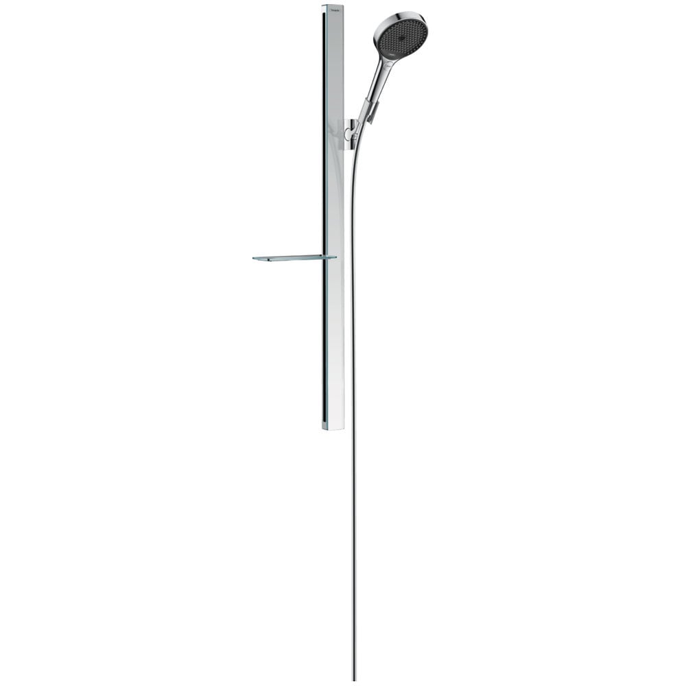 Hansgrohe Rainfinity 130 3 Jet Chrome Shower Set With Showerbar 90 cm & Shelf