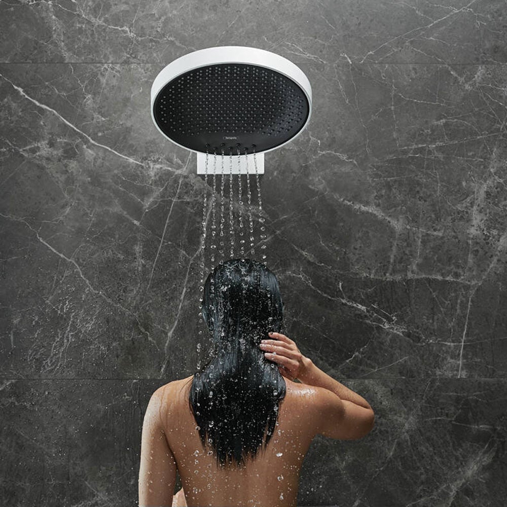 Hansgrohe Rainfinity 360 3 Jet Matt White Overhead Shower & Wall Connector