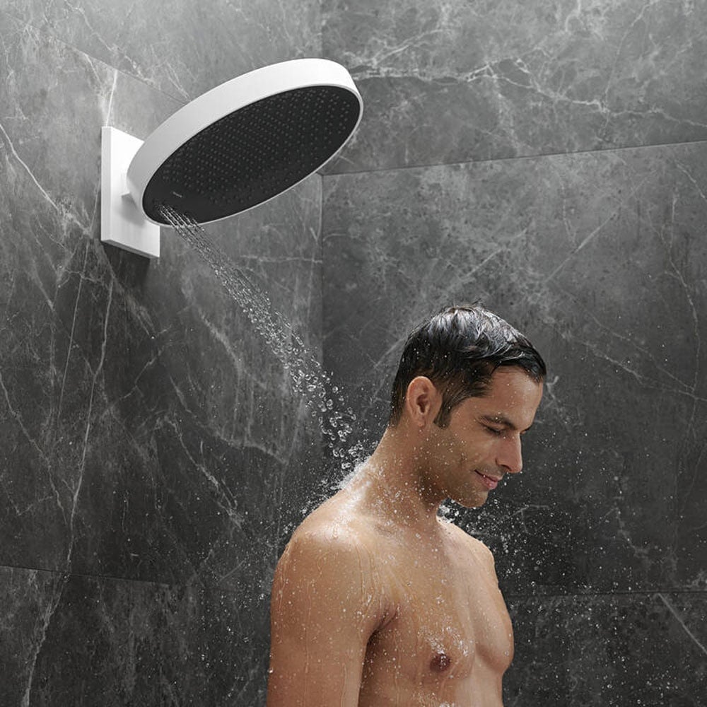 Hansgrohe Rainfinity 360 3 Jet Matt White Overhead Shower & Wall Connector