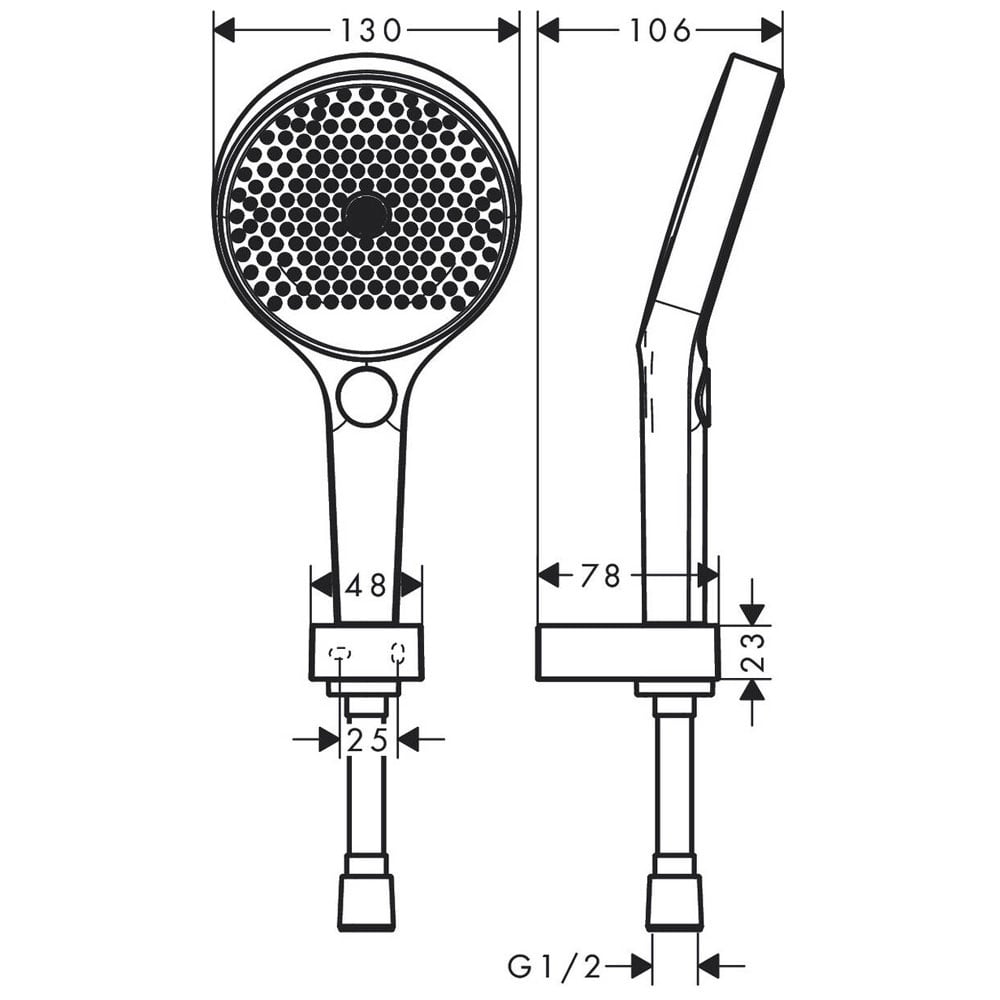 Hansgrohe Rainfinity 130 3 Jet Chrome Hand Shower Head & 1250mm Hose