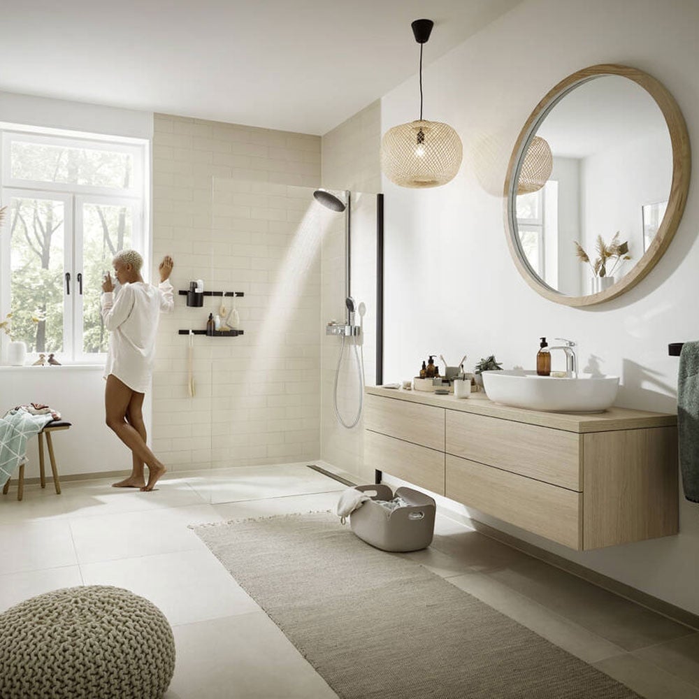 Hansgrohe Pulsify Chrome 260 2 Jet Showerpipe with ShowerTablet Select 400 Thermostatic