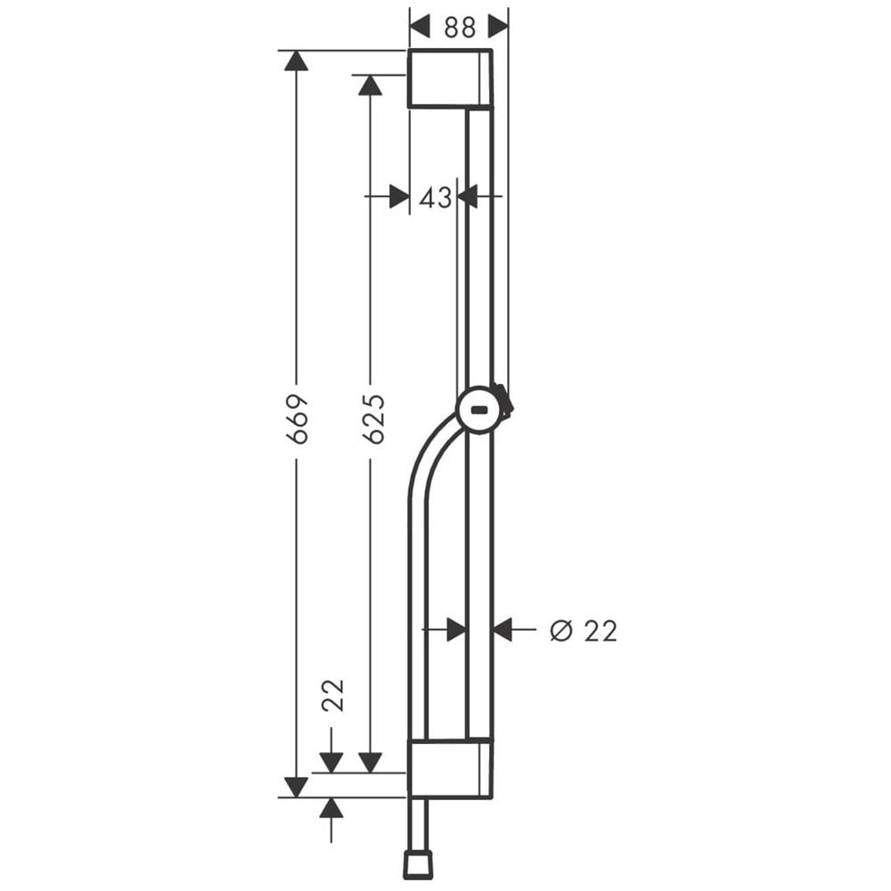 Hansgrohe Unica Chrome Pulsify 65cm Shower Bar with Push Slider and Isiflex Shower Hose 160 cm