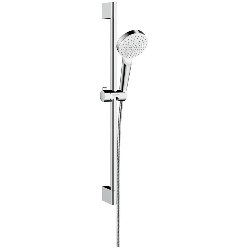 Hansgrohe Crometta 100 White/Chrome Shower Set 1 Jet EcoSmart 9 l/min With Shower Rail 65cm