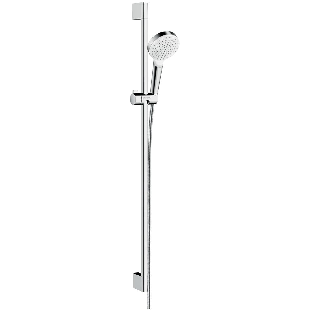 Hansgrohe Crometta 100 White/Chrome Shower Set 1 Jet EcoSmart 9 l/min & Rail 90cm