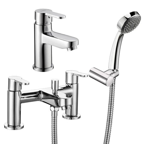 Deva Ethos Chrome Basin & Bath Shower Mixer Taps Pack Set