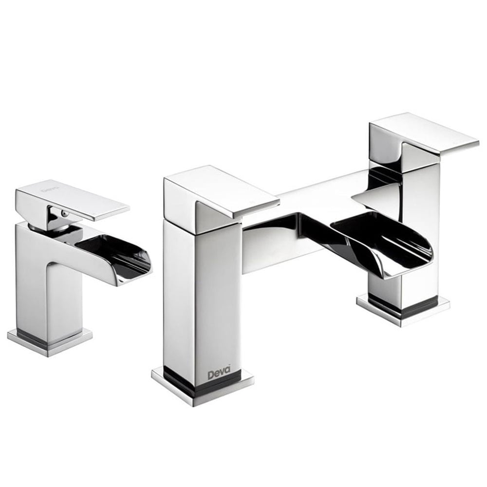 Deva Sparkle Chrome Mounted Bath Filler & Basin Taps Pack Set