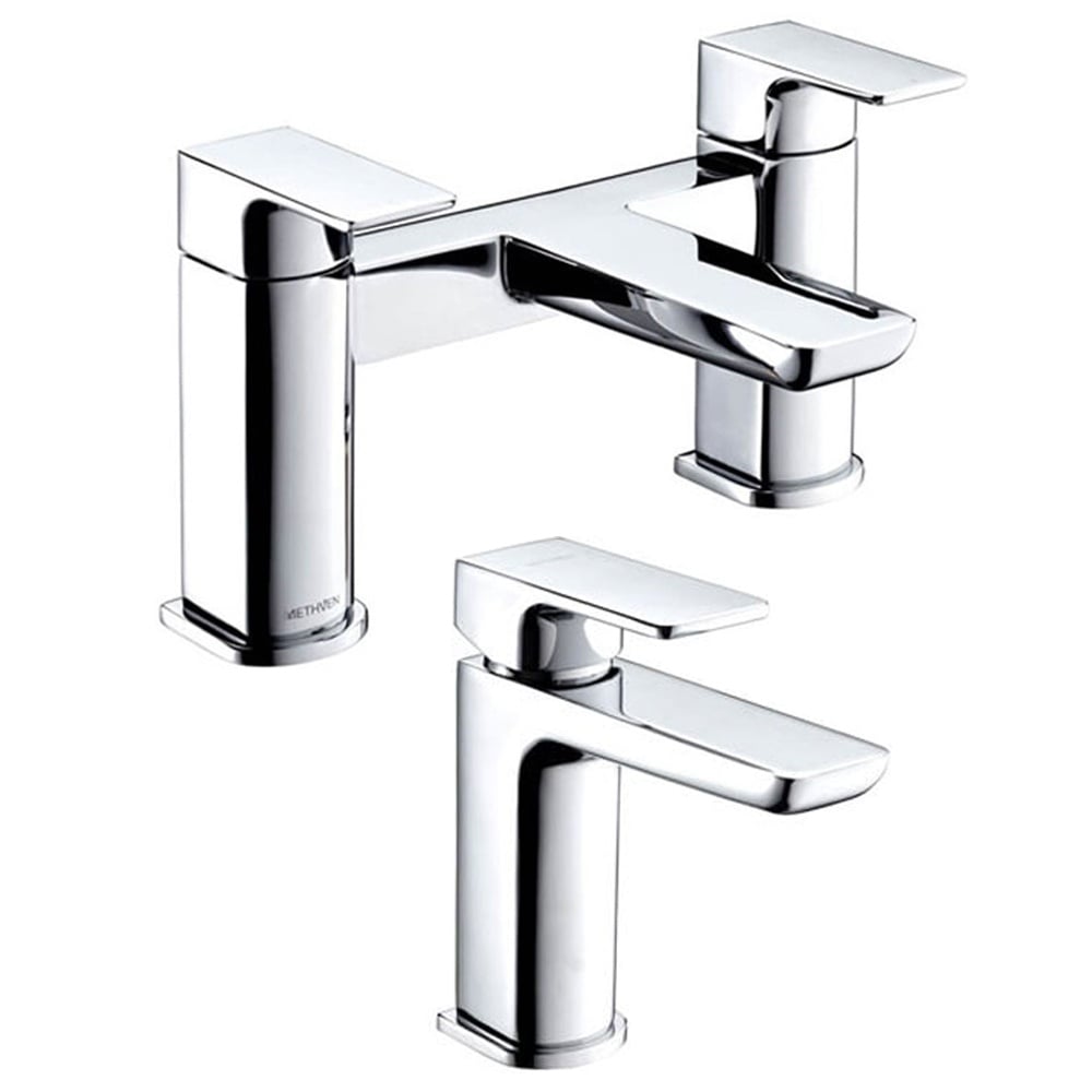 Methven Wai Chrome Bath Filler & Basin Mixer Taps Pack Set WAIBFCPUK+WAIBMCPUK