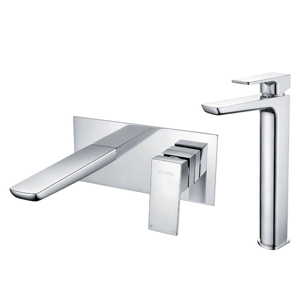 Methven Wai Chrome Bath Filler & Basin Mixer Taps Pack Set