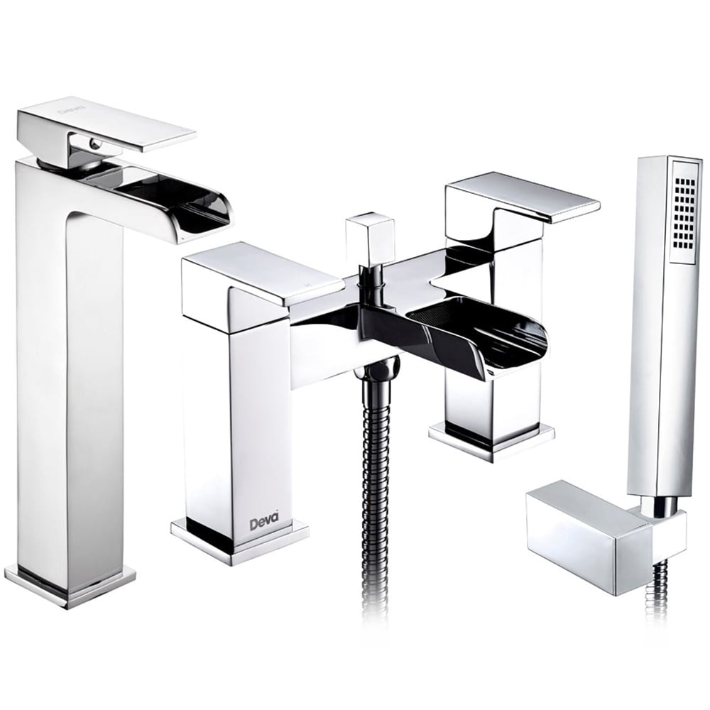Deva Sparkle Chrome Bath Shower & Basin Mixer Taps Pack Set