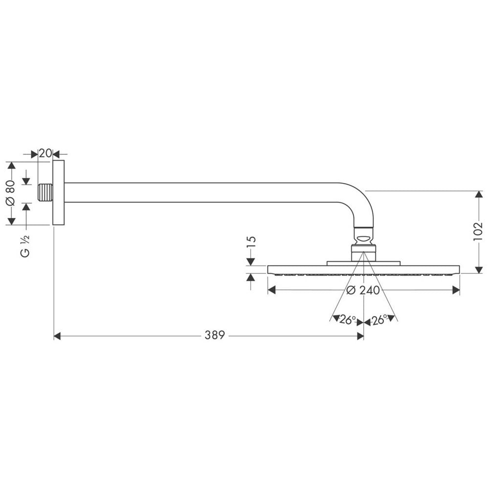 Hansgrohe Raindance S Chrome 240 Air Overhead Shower 390mm 1 Jet With Shower Arm