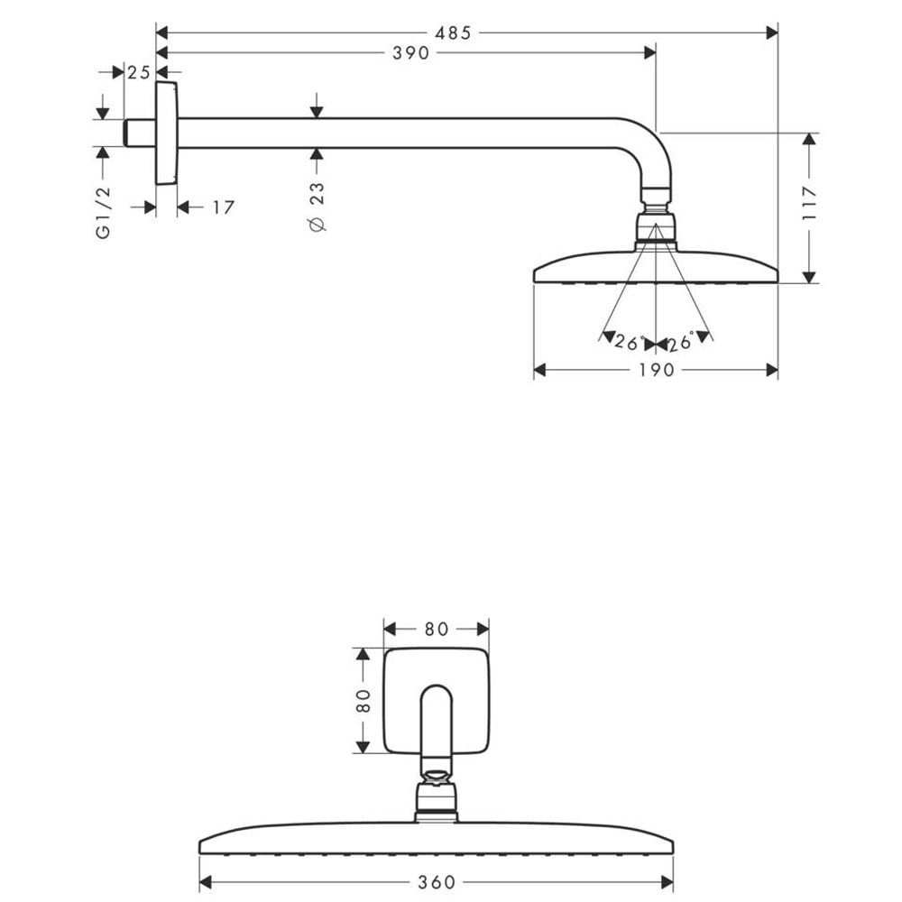 Hansgrohe Raindance E Chrome Overhead 360 1 Jet EcoSmart With Shower Arm