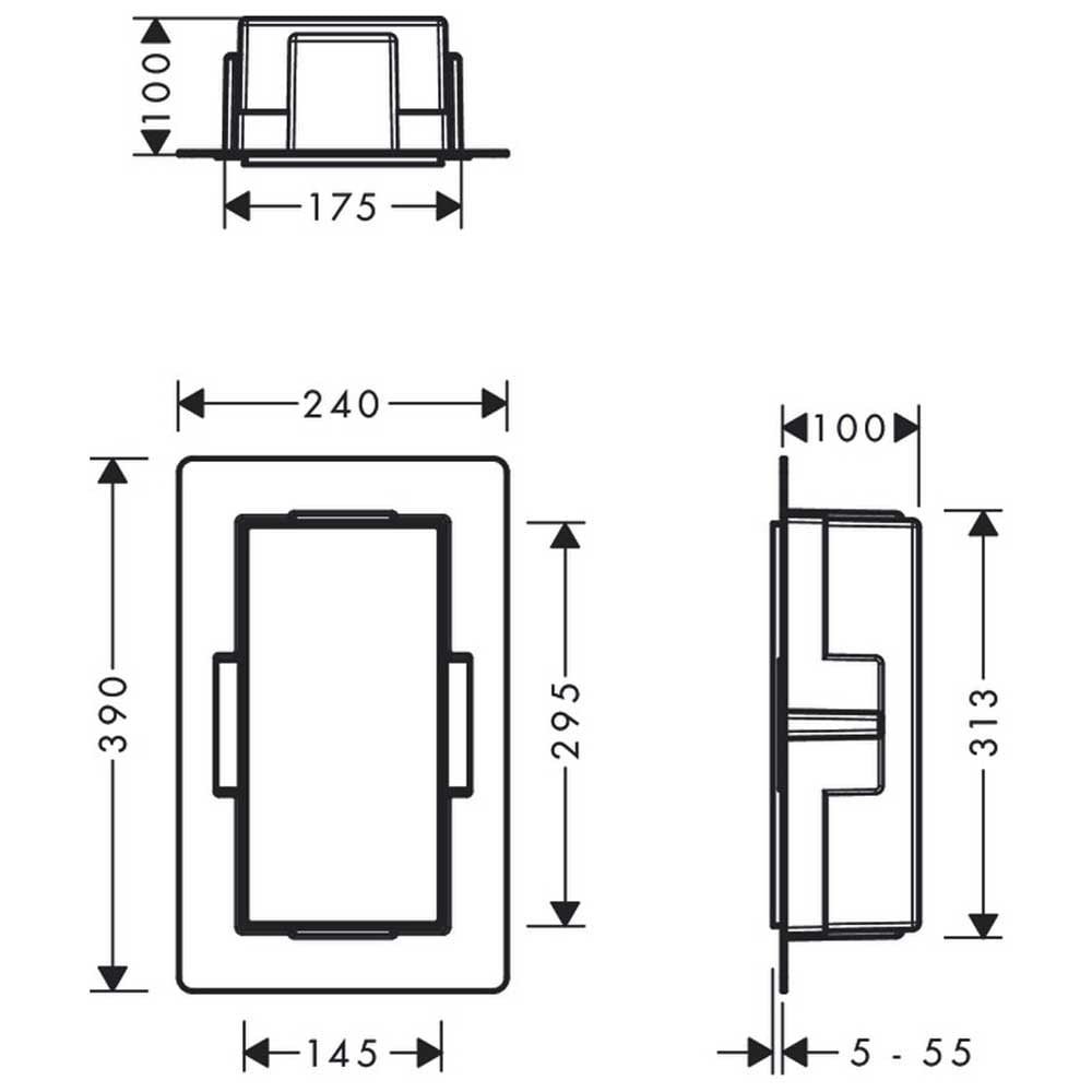 Hansgrohe XtraStoris Minimalistic Wall Niche with Open Frame and Frameless Design 300x150mm