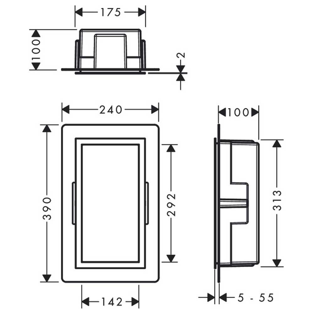 Hansgrohe XtraStoris Individual 300x150x100 Matt Black Wall Niche with Design Frame