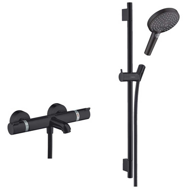 hansgrohe-comfort-matt-black-bath-spout-shower-set-with-rail-and-handset-thermostatic-