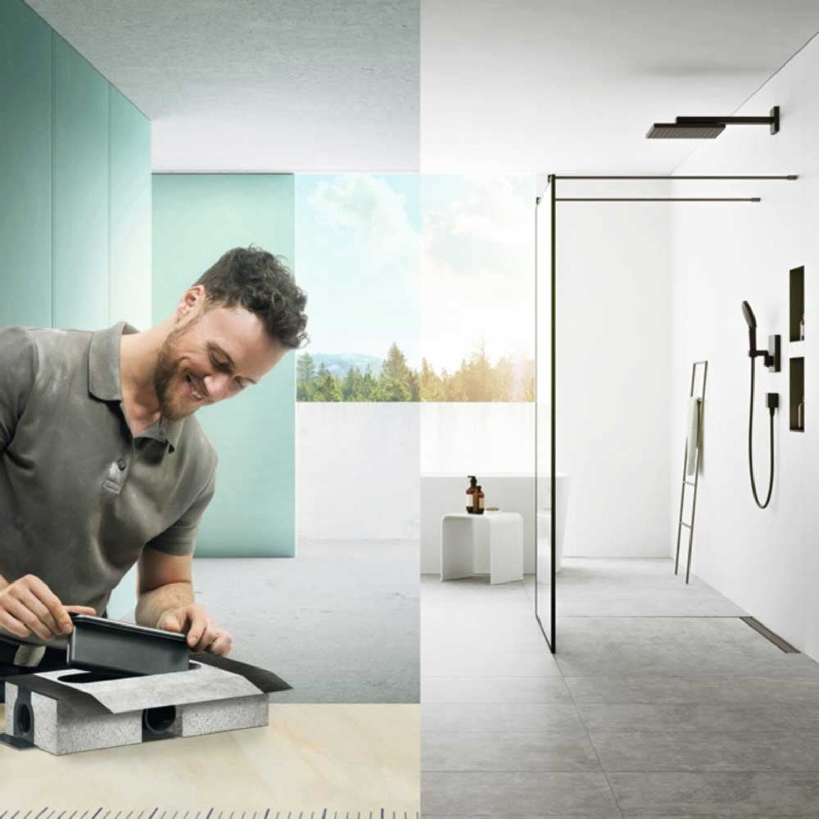 Hansgrohe XtraStoris Minimalistic Frameless Wall Niche with Open Frame 300x300mm