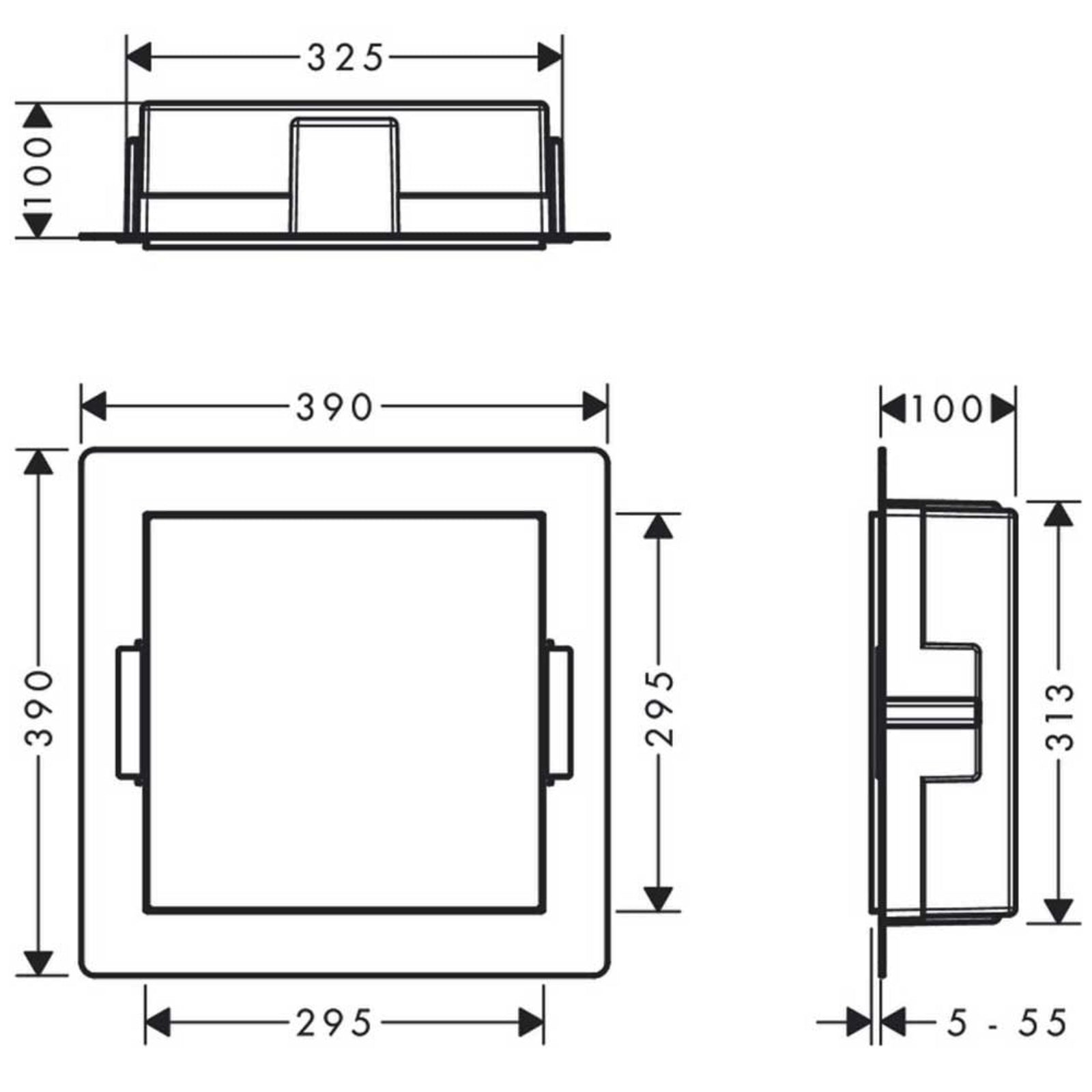Hansgrohe XtraStoris Minimalistic Frameless Wall Niche with Open Frame 300x300mm