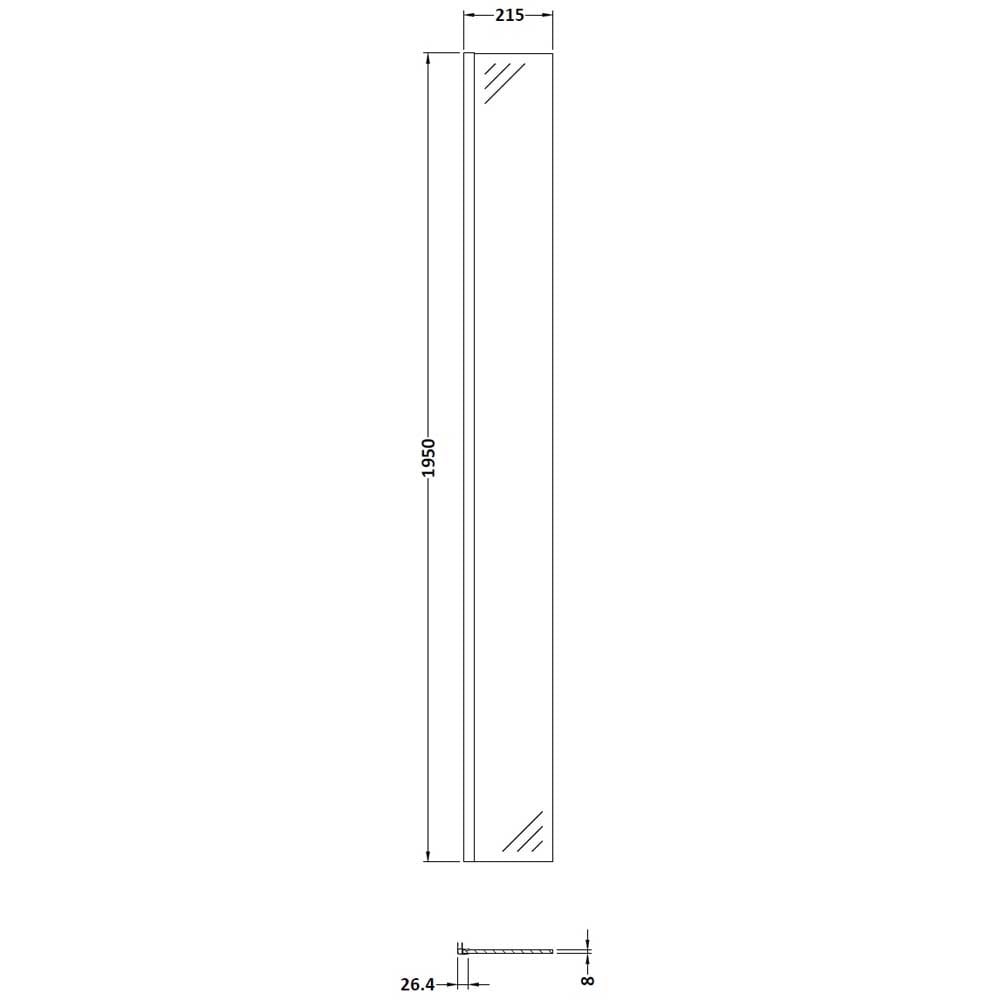 Hudson Reed Wetroom Shower Return Screen 215mm with Chrome Support Bar - WRSB250