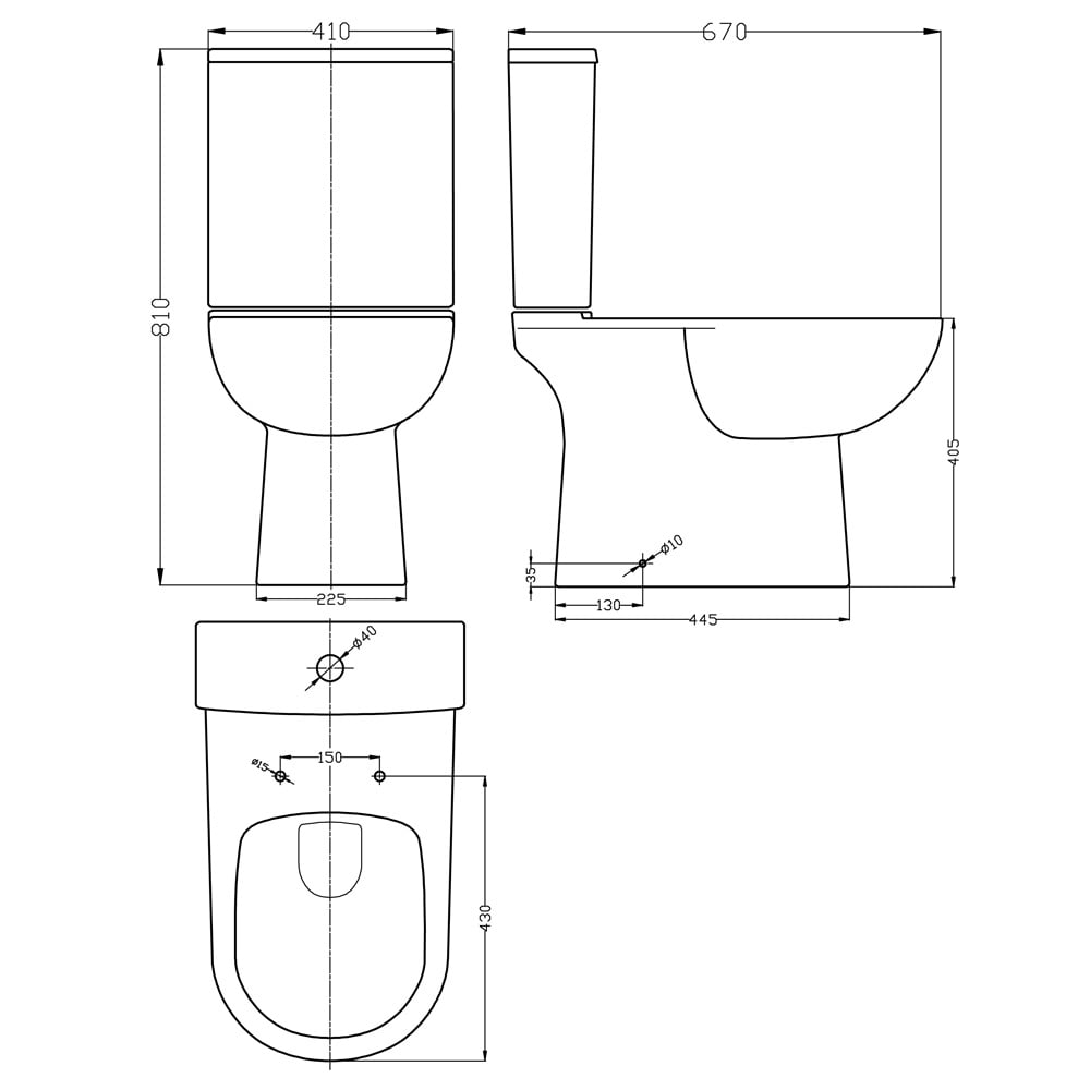 Nuie Asselby White Close Coupled Pan & Cistern - CSS004