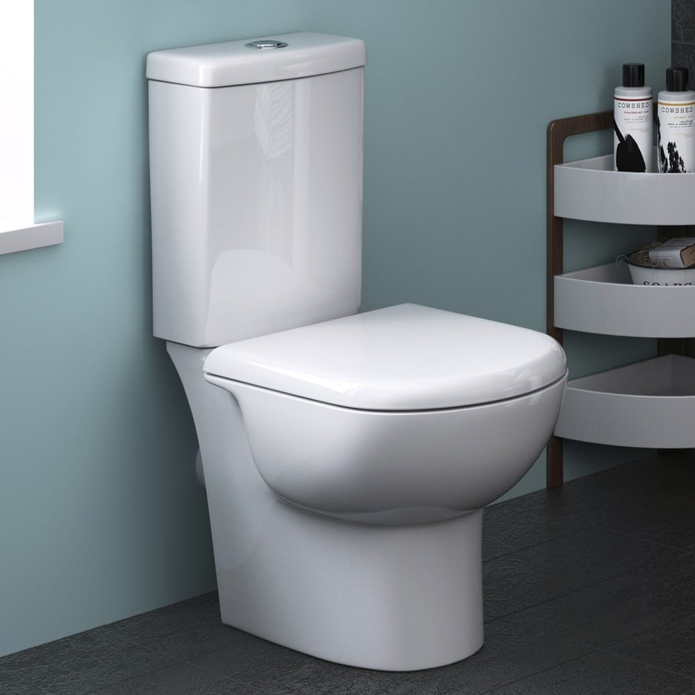 Nuie Provost White Semi Flush to Wall Close Coupled Toilet Pan and Cistern - CKN003