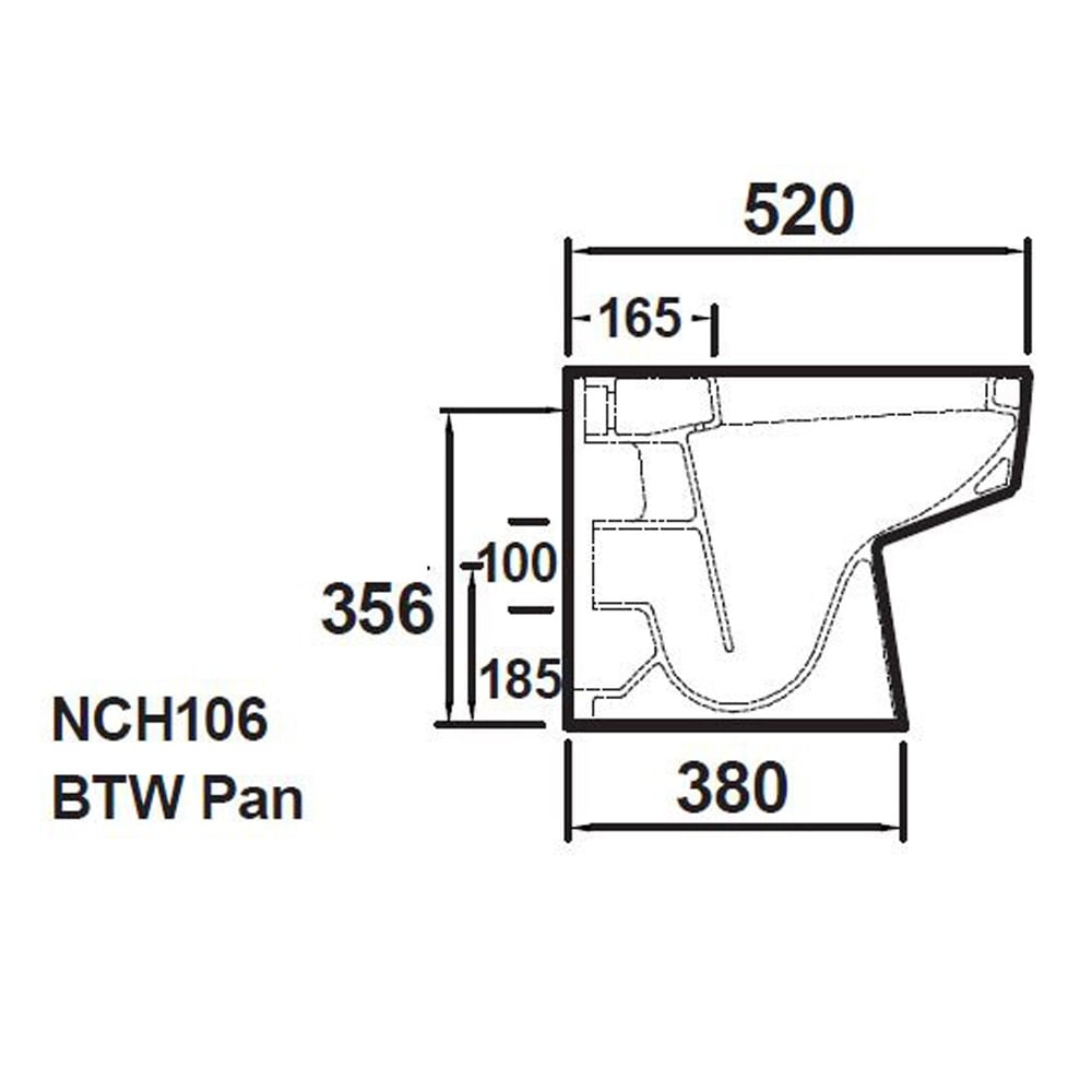 Nuie Bliss White Square Back To Wall Pan - NCH106B