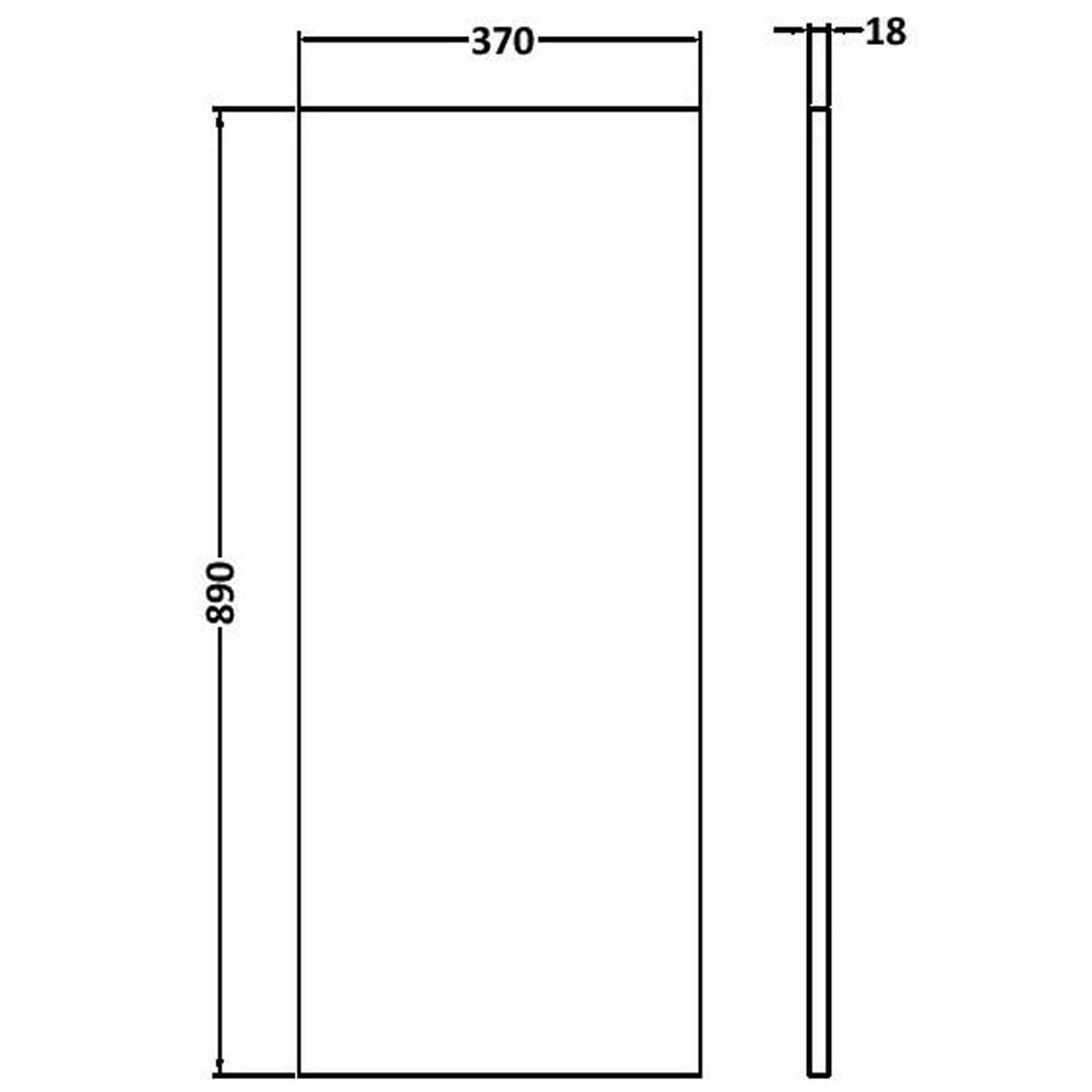 Hudson Reed Fusion Gloss Grey 370x890 Decorative End Panel - OFF992