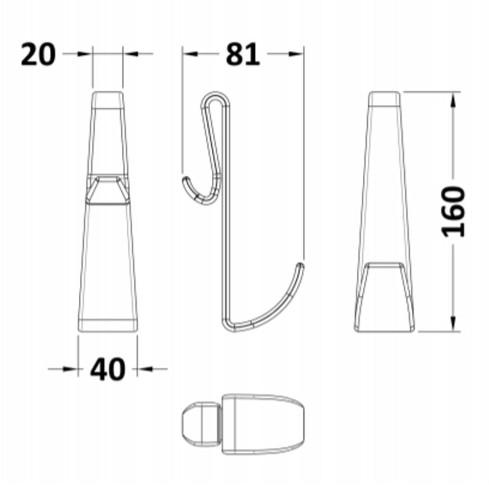 Nuie Wetroom Smoked Black Enclosure Hook For Frameless Enclosures ACC006