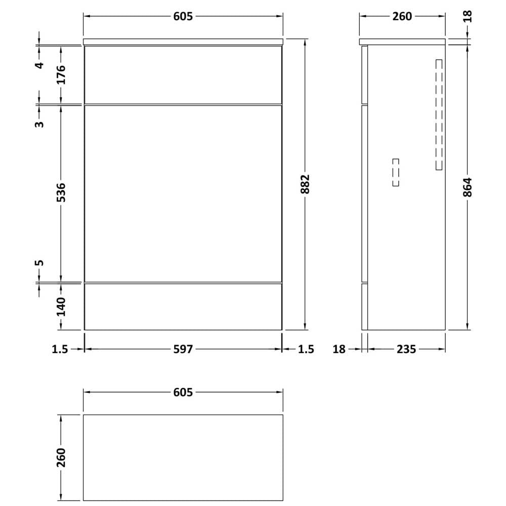Hudson Reed Fusion 500mm Back to Wall WC Toilet Unit & Top