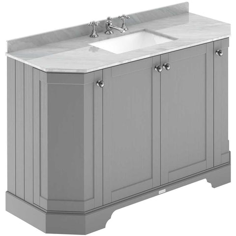 Hudson Reed Old London Storm Grey 1200mm Angled Unit & Grey Marble Top 3TH
