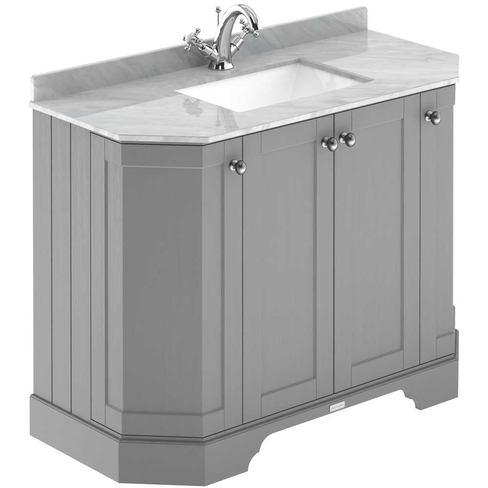 Hudson Reed Old London Storm Grey 1000mm Angled Unit & Grey Marble Top 1TH